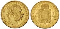 20 franków= 8 forintów 1889/KB, Kremnica, złoto 
