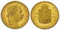20 franków= 8 forintów 1890, złota 6.45 g