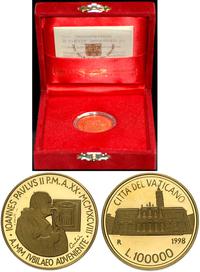 100.000 lirów 1998, złoto 15.00 g, moneta w etui