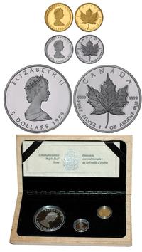 komplet monet, 3 x 5 dolarów 1989 r; 1 sztuka- s