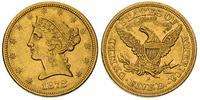 5 dolarów 1878/S, San Francisco, złoto 8.33 g, r