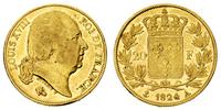 20 franków 1824/A, Paryż, złoto 6.40 g