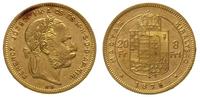 20 franków = 8 forintów 1876/K.B., Kremnica, zło