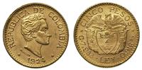 5 peso 1924, Medellin, złoto 7.93 g