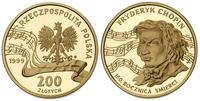 200 złotych 1999, Fryderyk Chopin, złoto, 15.55 