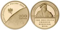 200 złotych 2005, Mikołaj Rej, złoto 15.56 g, mo