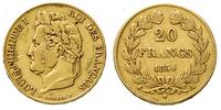 20 franków 1834/A, Paryż, złoto 6.41 g, Gadoury 