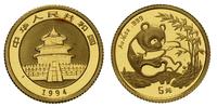 5 juanów 1994, Panda, złoto 1.55 g, Friedberg. 4