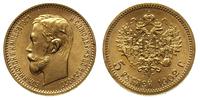 5 rubli 1902 litery AR, Petersburg, złoto 4.29 g