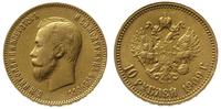 10 rubli 1909/EB, Petersburg, złoto 8.60 g, rzad