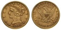 5 dolarów 1881, Filadelfia, złoto 8.32 g
