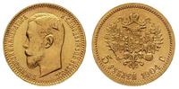 5 rubli 1904/AR, Petersburg, złoto 4.29 g