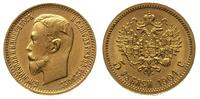 5 rubli 1904/AR, Petersburg, złoto 4.30 g