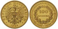 100 koron 1924, Wiedeń, złoto 33.89 g, bardzo rz