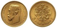 5 rubli 1902/AR, Petersburg, złoto 4.30 g, Bitki
