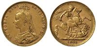 1 funt 1891/M, Melbourne, złoto 7.97 g, Fr. 20