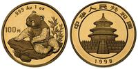 100 yuanów 1998, Panda, stempel lustrzany, złoto