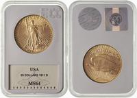20 dolarów 1911/D, Denver, moneta w pudełku GCN 