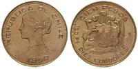 100 pesos 1950, złoto 20.37, na rewersie minimal