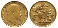 1/2 funta 1908, Londyn, złoto 3.96 g, Friedberg 