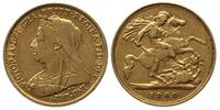 1/2 funta 1900, Londyn, złoto 3.95 g, patyna, Fr