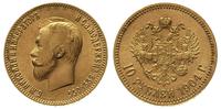 10 rubli 1904, Petersburg, złoto 8.59 g, rzadszy