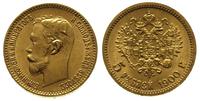 5 rubli 1900/FZ, Petersburg, złoto 4.30 g, ładne