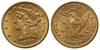 5 dolarów 1901/S, San Francisco, złoto 8.35 g