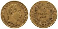 10 franków 1867/A , Paryż, złoto 3.21 g, Friedbe