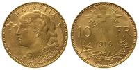 10 franków 1916/B, Berno, złoto 3.22 g, Fr. 504