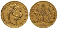 8 florenów = 20 franków 1881, Wiedeń, złoto 6.43