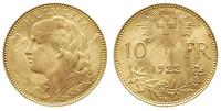 10 franków 1922/B, Berno, złoto 3.22 g, piękne