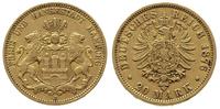 20 marek 1876/J, Hamburg, złoto 7.90 g