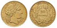 20 franków 1850/A, Paryż, złoto 6.41 g, patyna