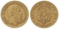 10 marek 1876/F, Stuttgart, złoto 3.92 g, J. 292