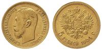 5 rubli 1904, Petersburg, złoto 4.28 g, patyna