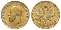 10 rubli 1904/AR, Petersburg, złoto 8.60 g, bard