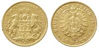 20 marek 1883/J, Hamburg, złoto 7.93 g, rzadsze,