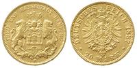 20 marek 1887/J, Hamburg, złoto 7.92 g, Jaeger 2