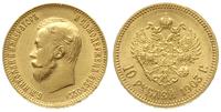 10 rubli 1903/AP, Petersburg, złoto 8.59 g, paty