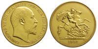 5 funtów 1902, Londyn, złoto 39.89 g, Fr. 398