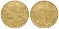 10 franków 1915, złoto 3.22 g, bardzo ładne