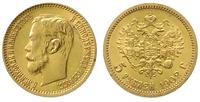5 rubli 1902, Petersburg, złoto 4.29 g, piękne, 