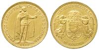 10 koron 1910/KB, Kremnica, złoto 3.38 g, bardzo