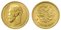 5 rubli 1897/AG, Petersburg, złoto 4.30 g, piękn