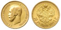 10 rubli 1903/AR, Petersburg, złoto 8.60 g, ładn