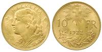 10 franków 1922/B, Berno, złoto 3.23 g, piękne