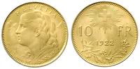 10 franków 1922, złoto 3.22 g, piękne