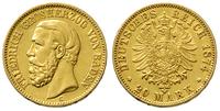 20 marek 1874/G, Karlsruhe, złoto 7.91 g, rzadki