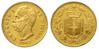 20 lirów 1882/R, Rzym, złoto 6.43 g, bardzo ładn